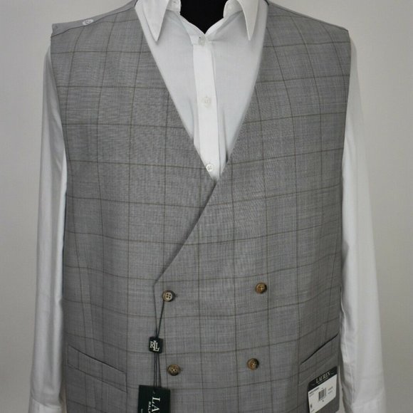 $750 NWT 48R Lauren Ralph Lauren Gray 3 PIECE SUIT - Picture 3 of 11